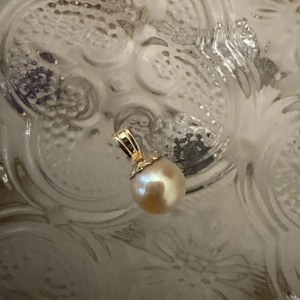 Vintage 14kt solid yellow gold and pearl pendant - Picture 4 of 5
